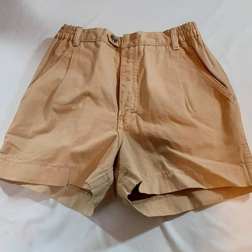 Royal Robbins Womans Kaki Shorts Sz 8 4 Pockets Zip 100% Cotton Logo Beach 90's